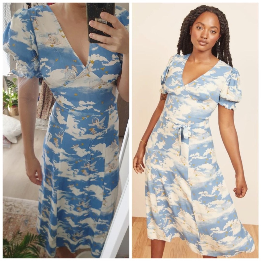 Reformation bee dress in Cielo print